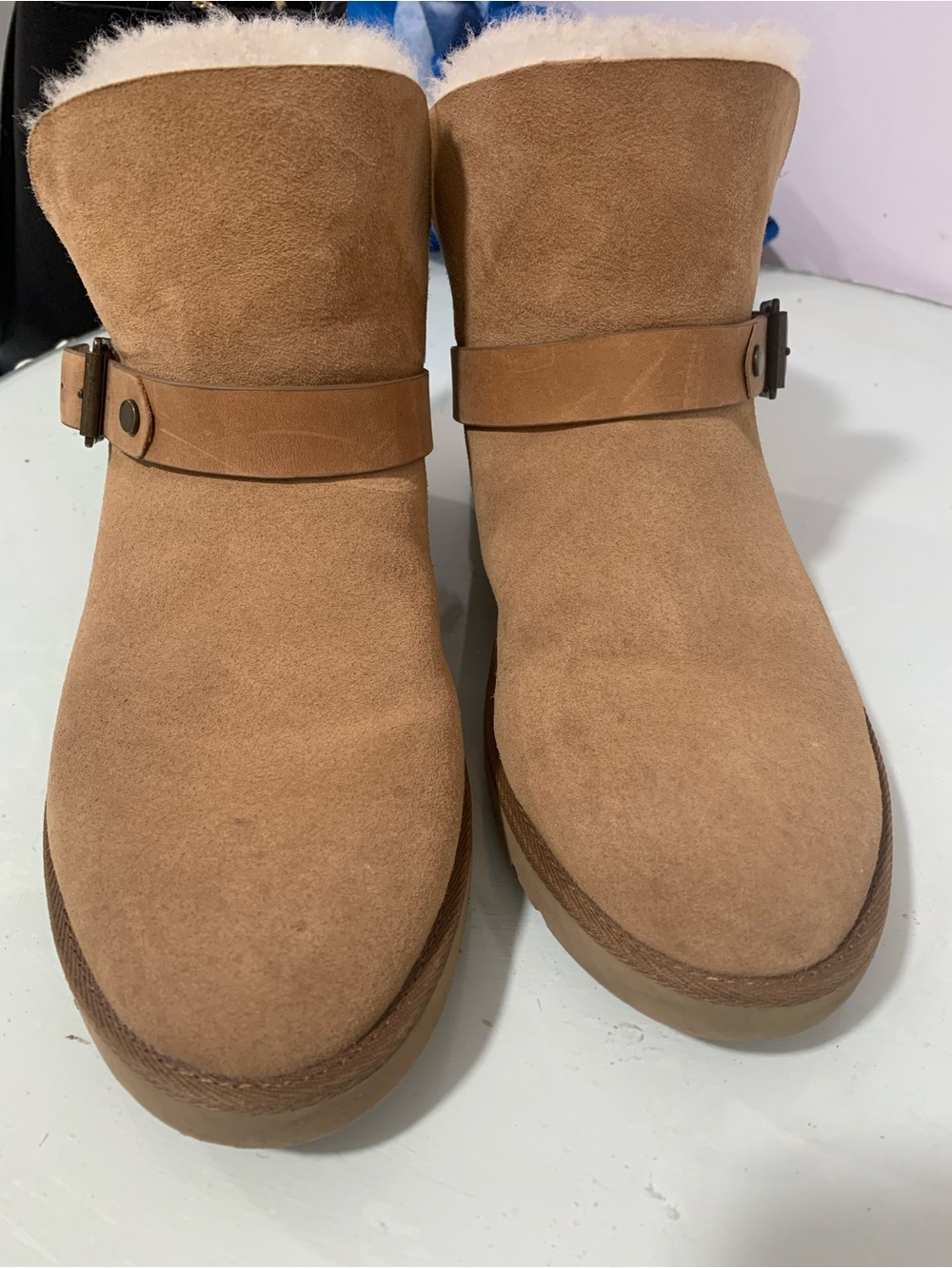 Women’s UGG Suede Shearling-Lined Ankle Boots